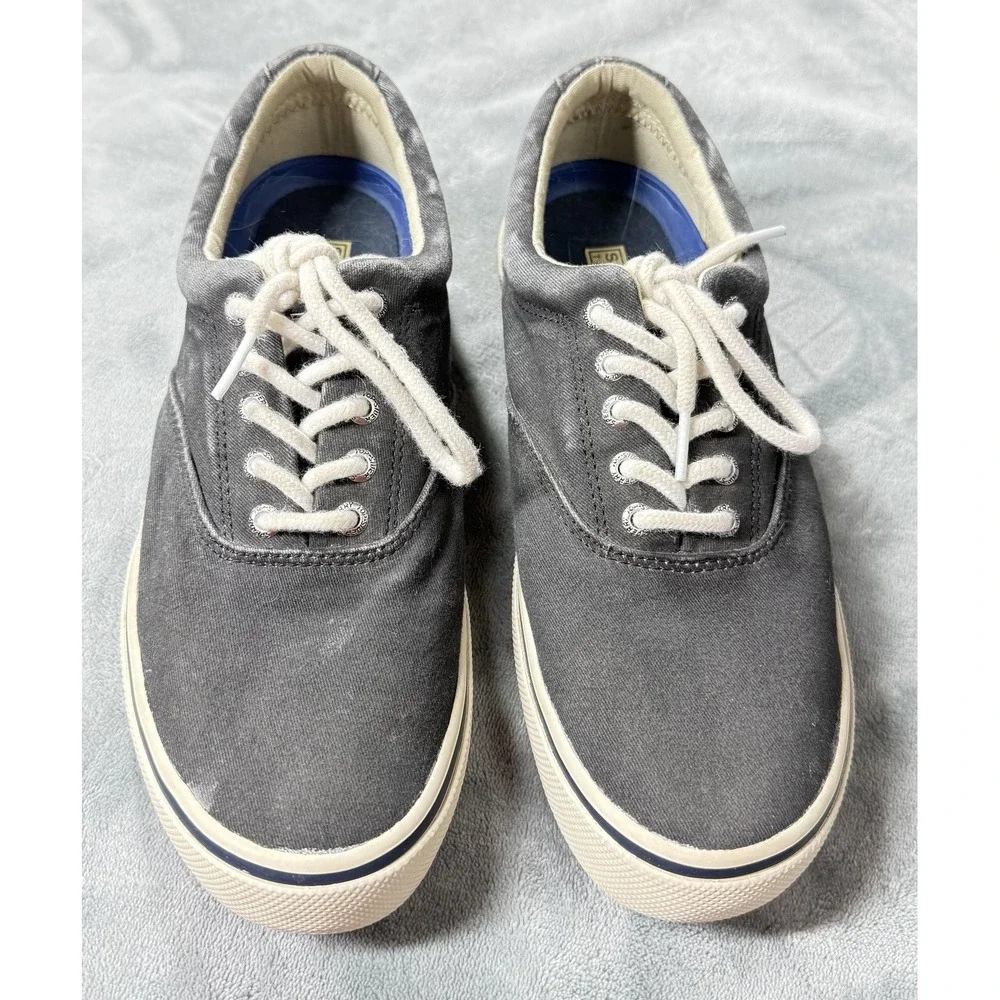 Sperry Top-Sider Shoes Mens Size 8.5 Gray Canvas‎ Lace Up Sneakers Boat Casual